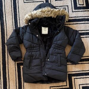 Abercrombie Kids Black Puffer Jacket with Faux Fur Hood